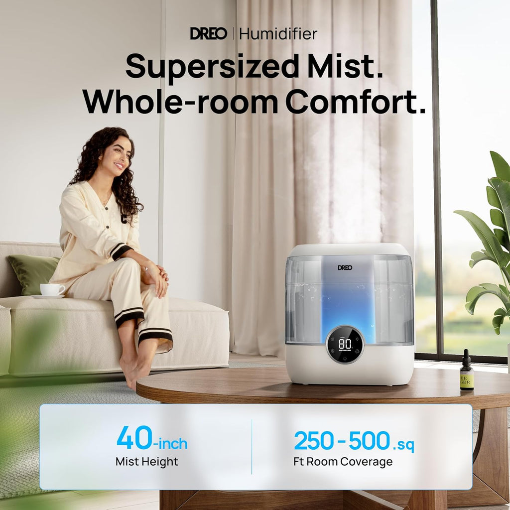 6L Ultrasonic Cool Mist Humidifier for Bedroom, 60 Hour Runtime, Gray B71797