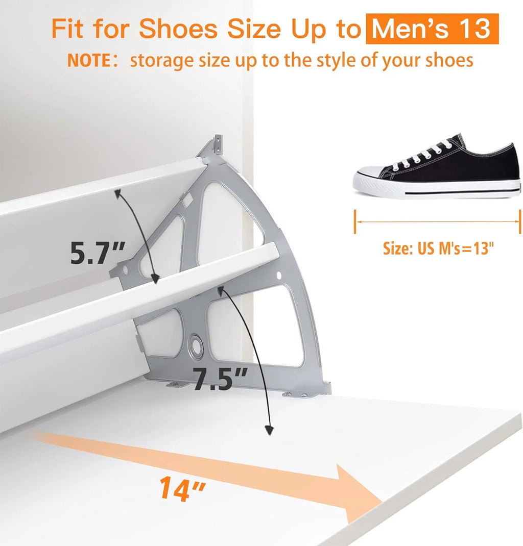 Slim Shoe Cabinet with 2 Flip Drawers for Entryway D77765