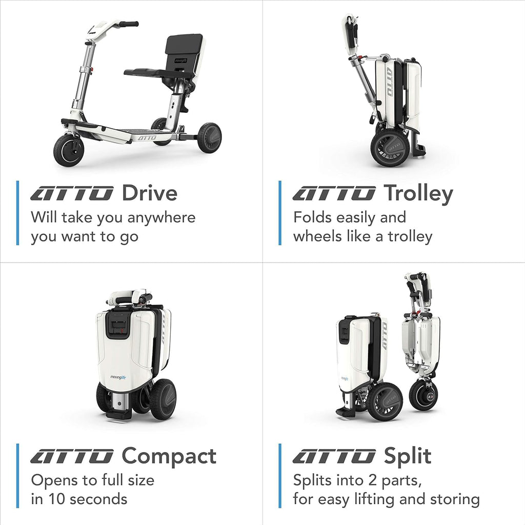 Folding Mobility Scooter with Extended Range Battery, White V9440