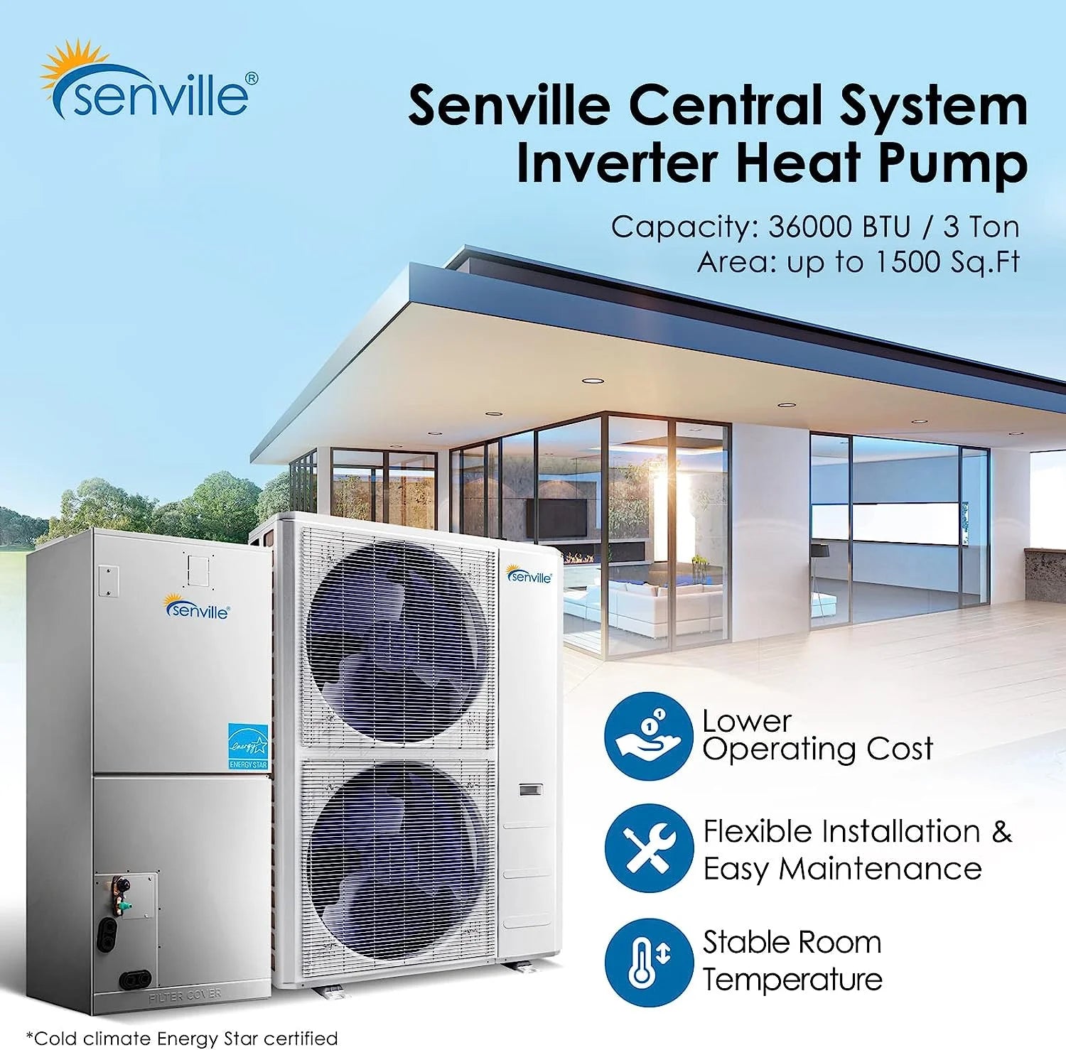 3 Ton Central Air Conditioner Heat Pump Split System, 36000 BTU J5821