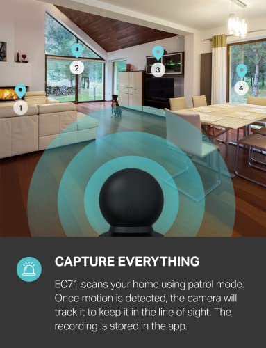 Indoor Pan/Tilt Smart Security Camera, 1080p HD with Night Vision and Motion Detection C1819