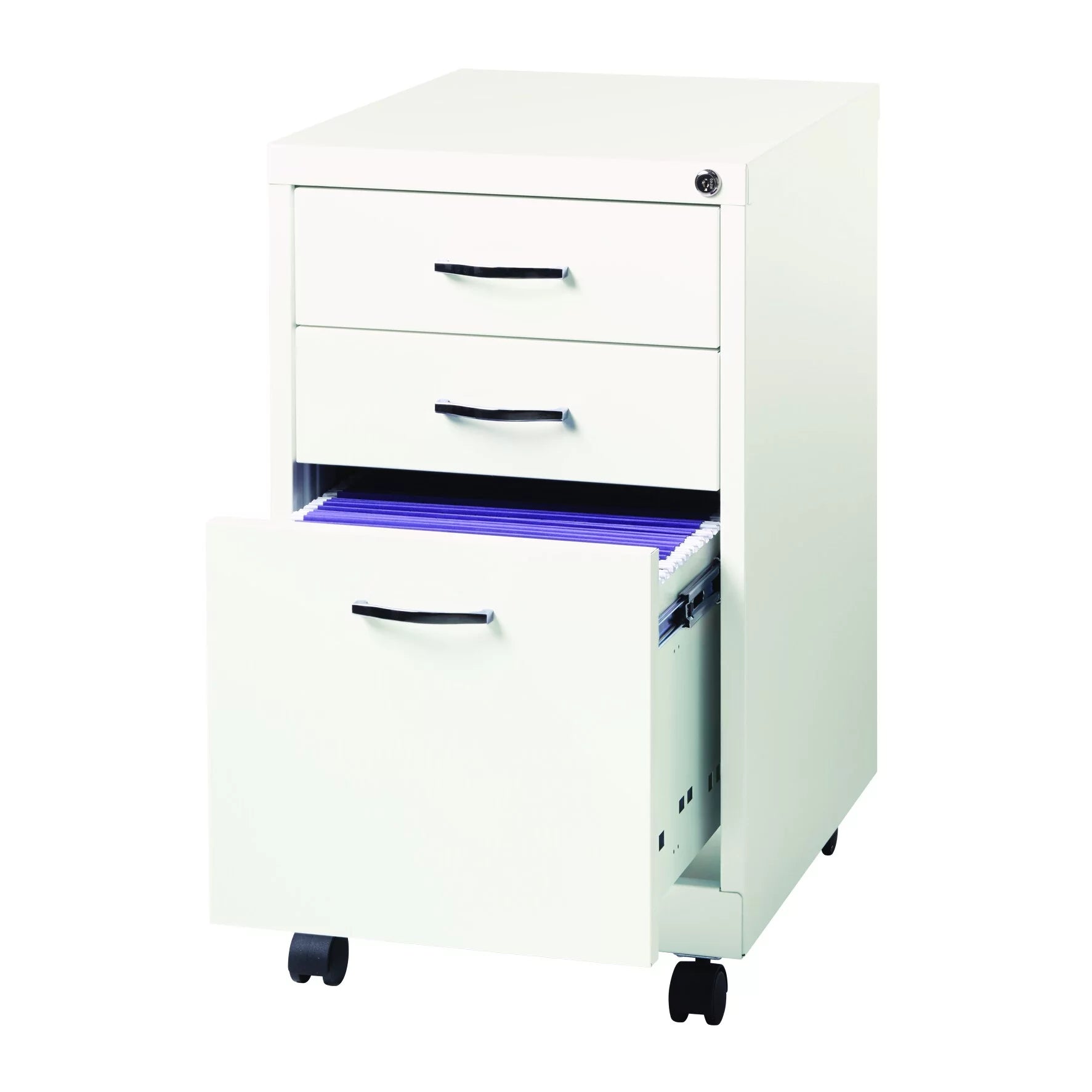 White 19" 3-Drawer Mobile File Cabinet for Home Office Y74078