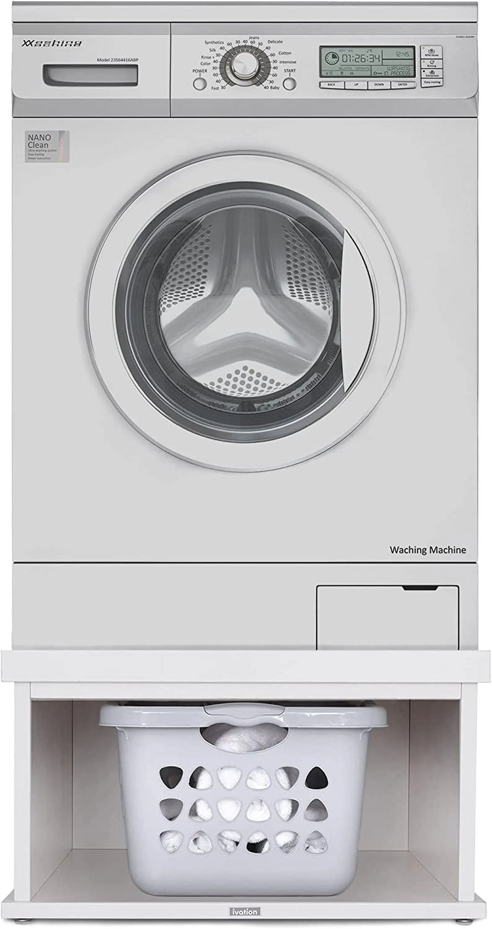 Ivation Wooden Laundry Pedestal for Washer & Dryer, Made to Fit All Machines