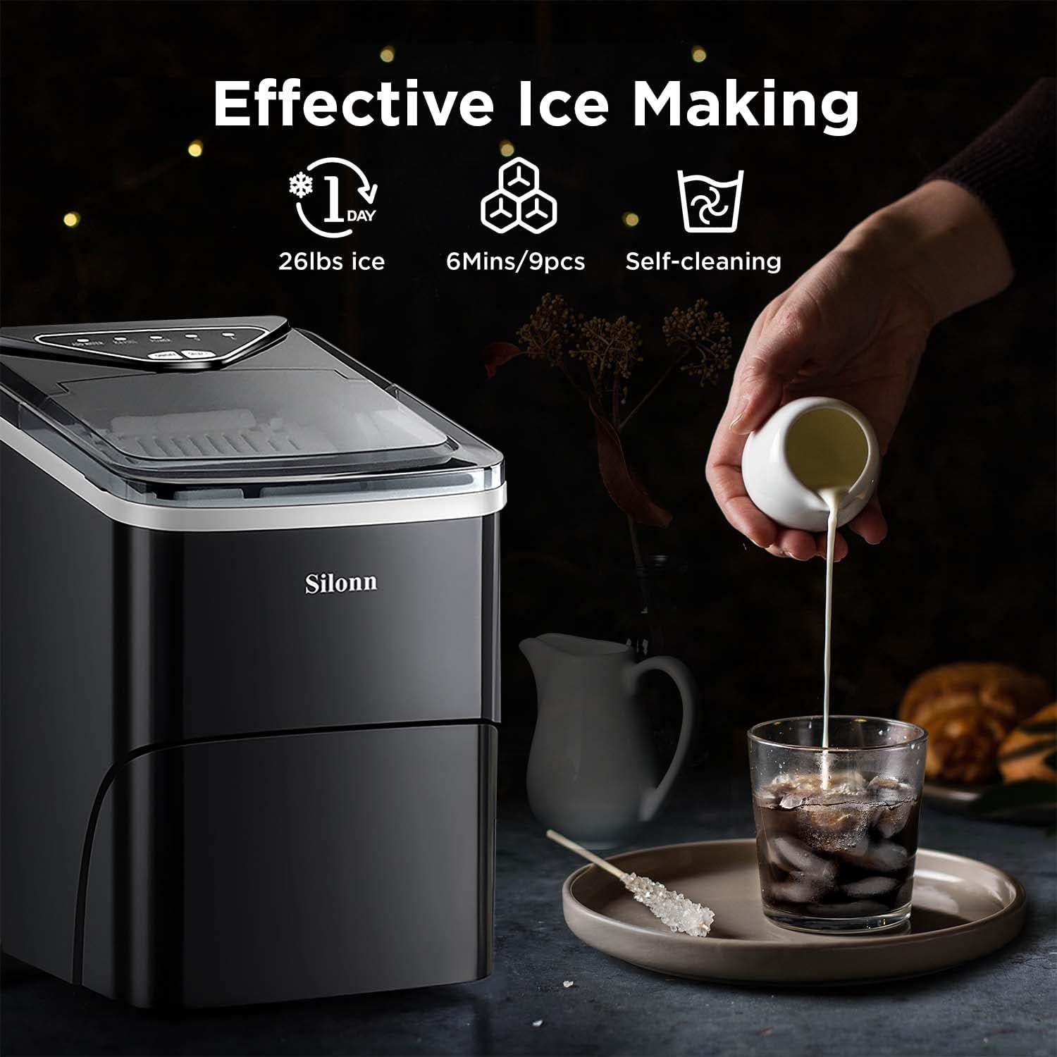 Ice Maker Countertop with Water Filter Pitcher and Filter Change Indicator N1898