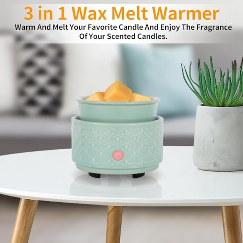 Ceramic Wax Melt Warmer - 3-in-1 Electric Wax Warmer for Scented Wax Tarts and Essential Oils J77481