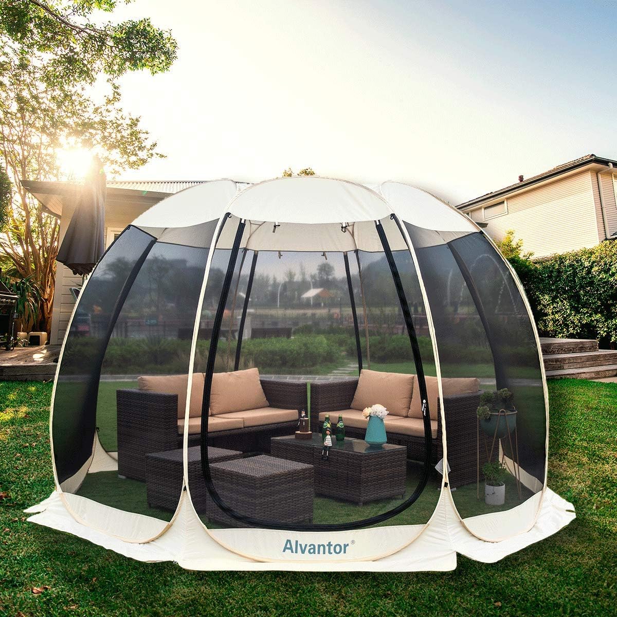 Hexagon Pop Up Camping Shelter with Mesh Walls O93524
