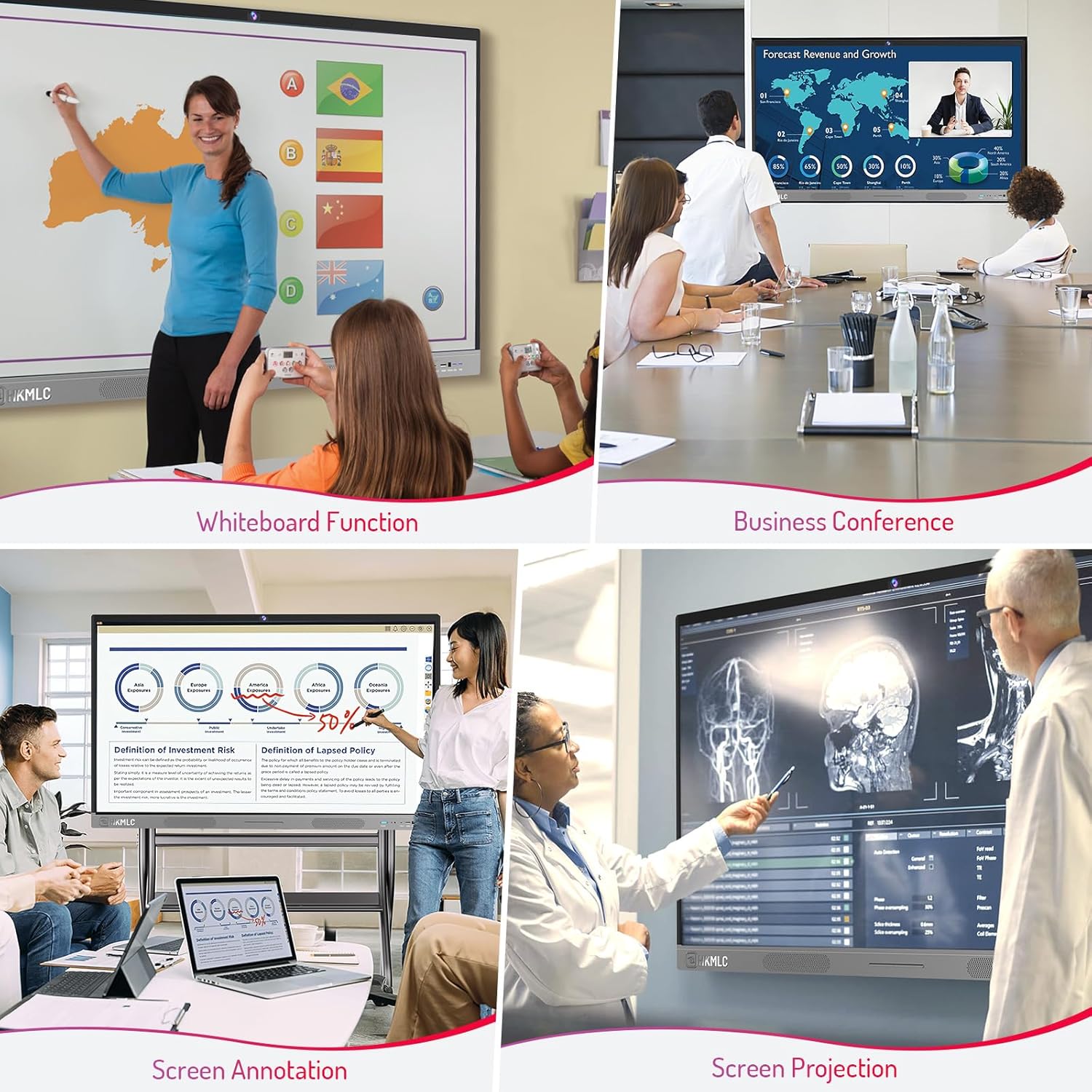 55" Interactive Whiteboard with 4K Touchscreen and Stand K7738
