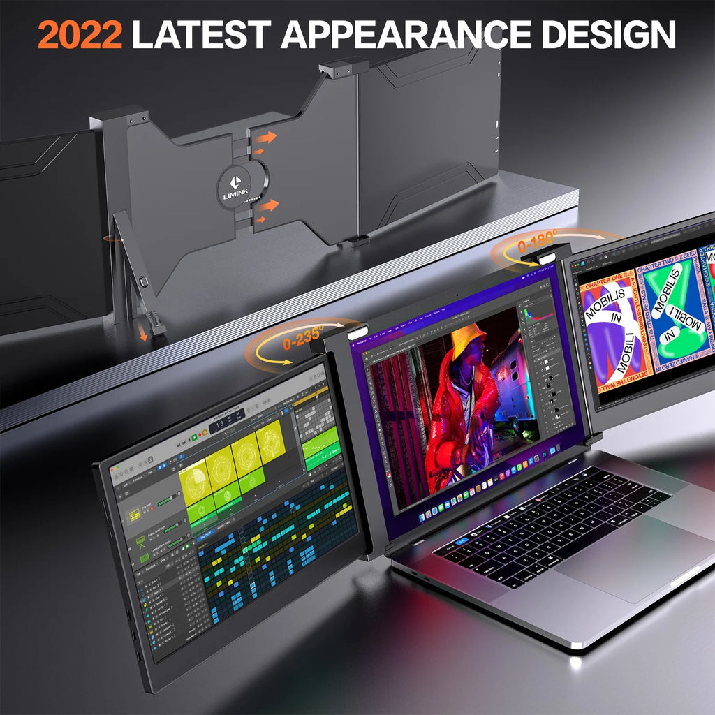 Portable Triple Monitor for 15-17 Inch Laptop, 1080P IPS USB HDMI Plug and Play W306780