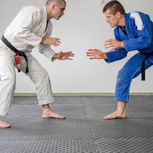 1" Thick EVA Interlocking Foam Gym Flooring Mat, 6 Tiles, Black M5857