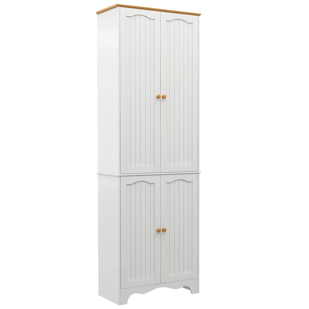 72" Tall Kitchen Pantry Cabinet with 4 Doors and 2 Adjustable Shelves, White and Honey X688073
