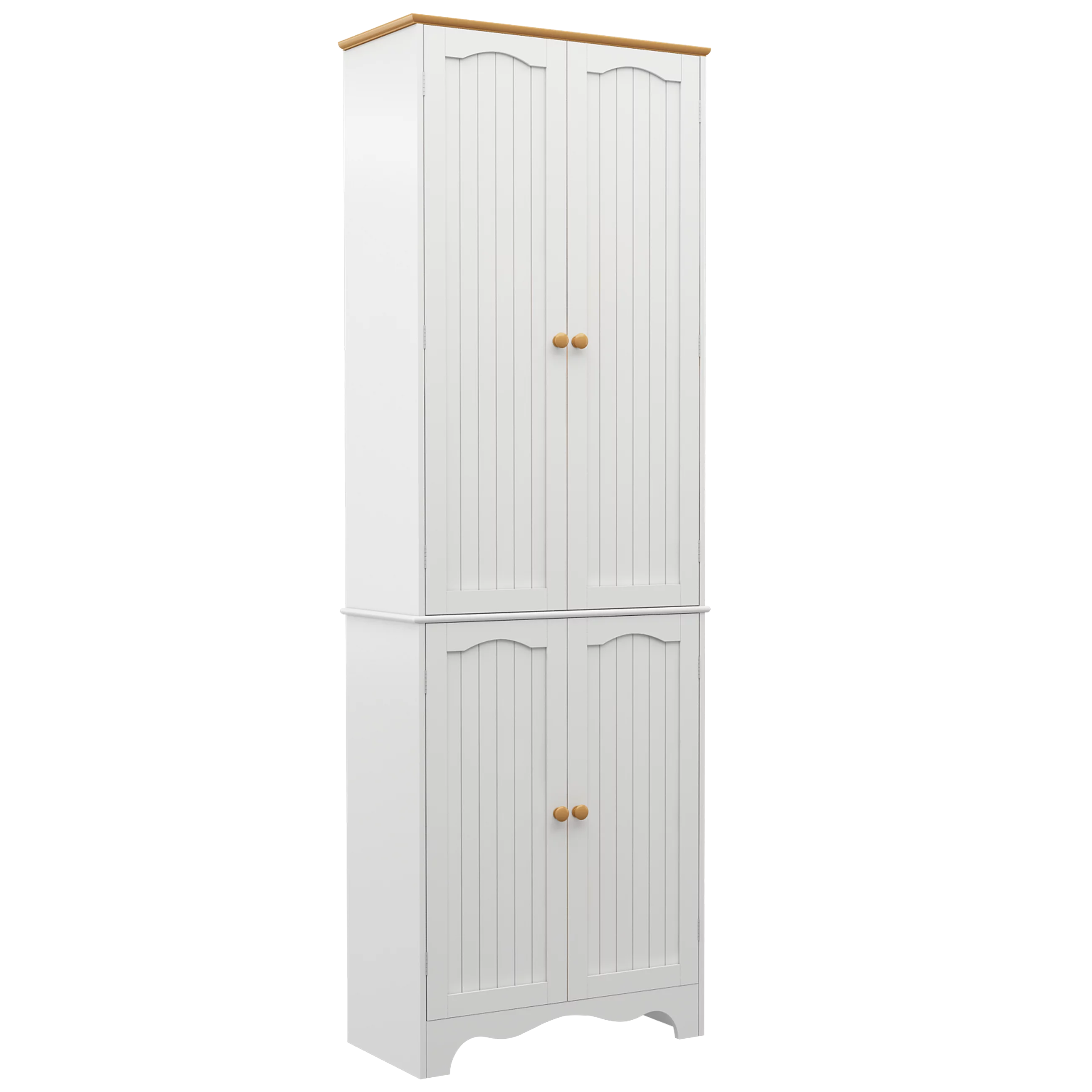 72" Tall Kitchen Pantry Cabinet with 4 Doors and 2 Adjustable Shelves, White and Honey X688073