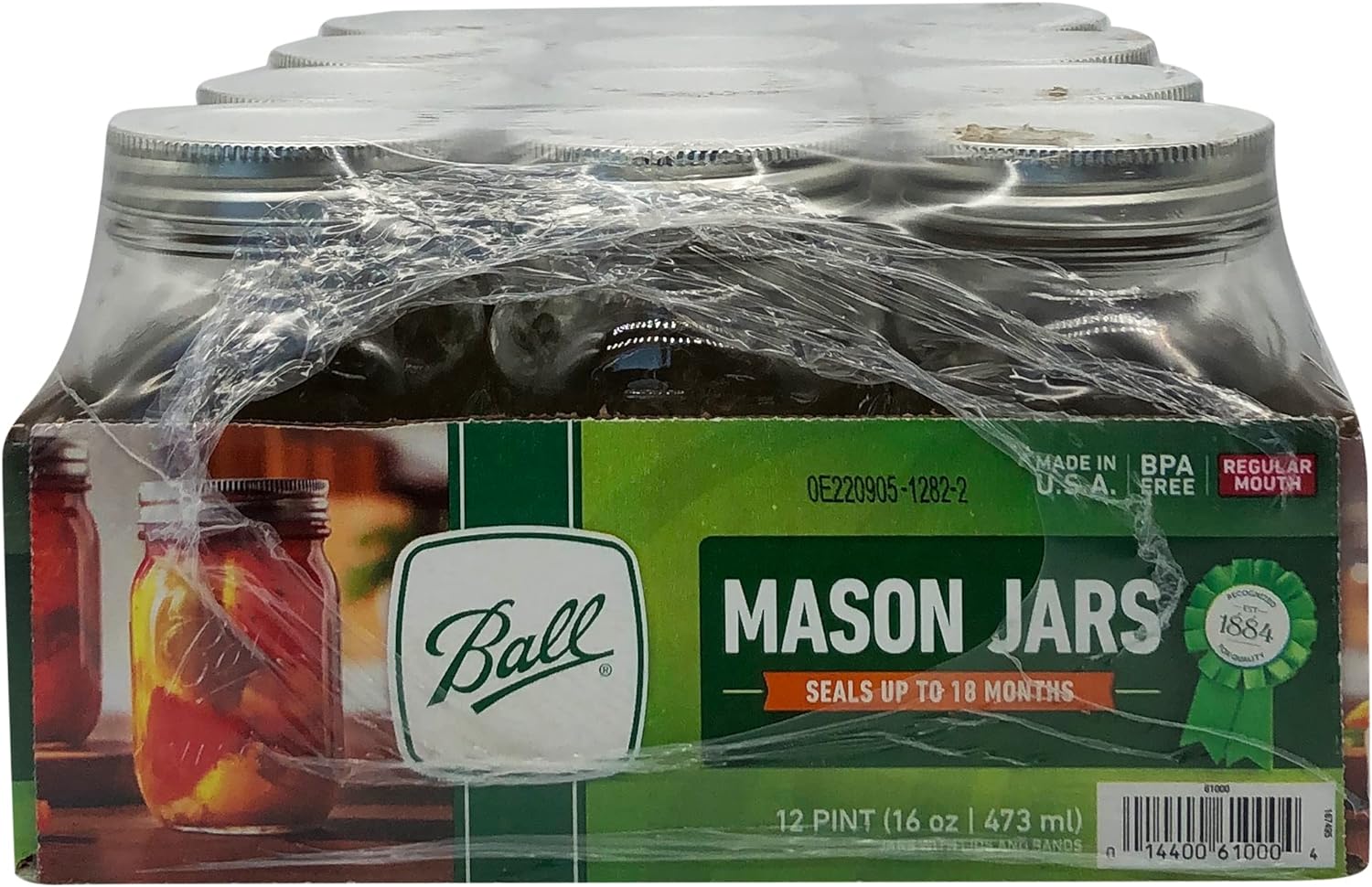 Pint Jar, Regular Mouth, Set of 12 (16 oz) M15525