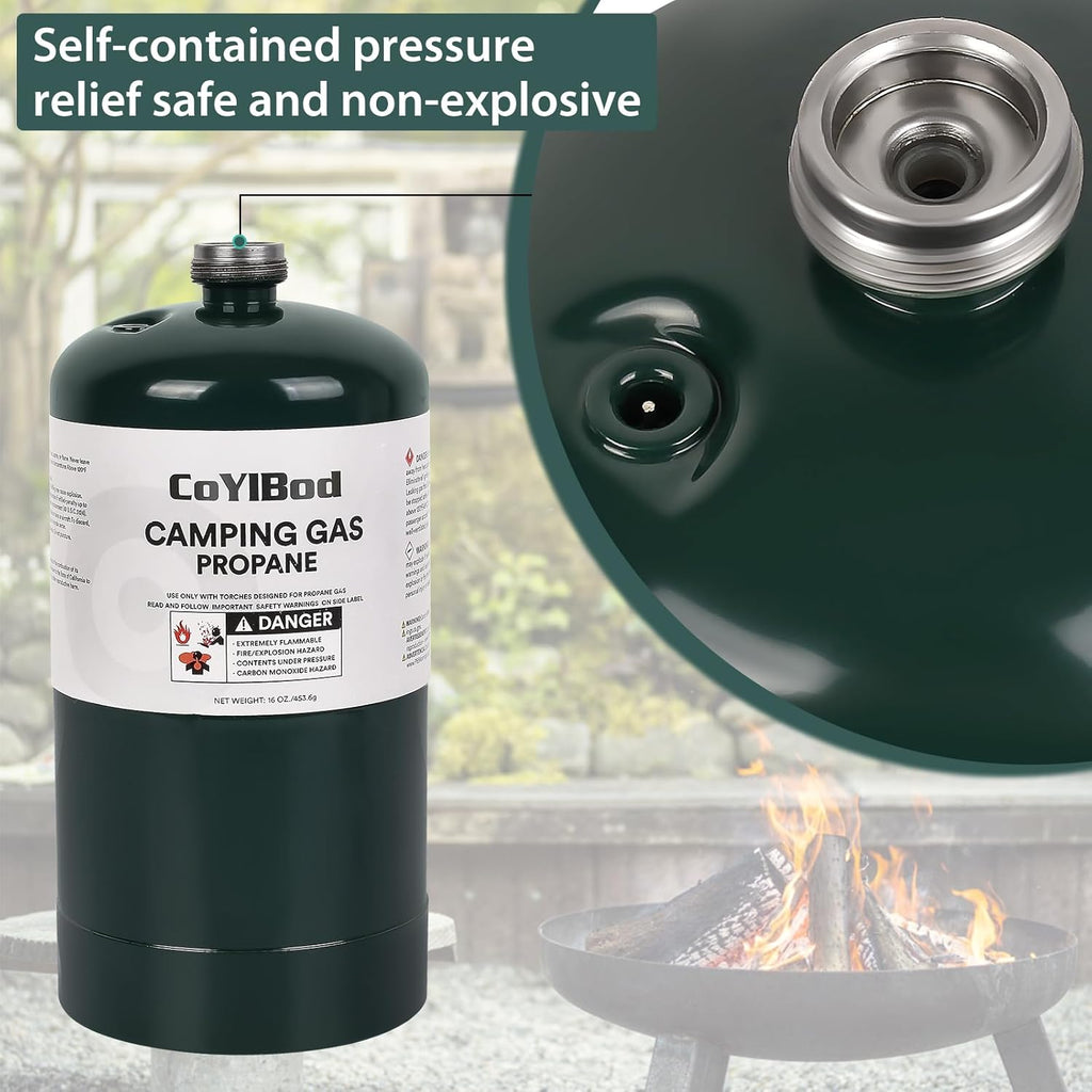 1LB Propane Cylinder Tank, 16 oz, DOT Compliant N125