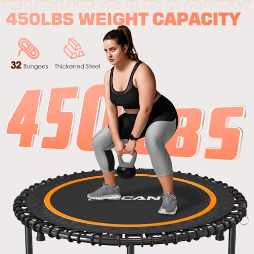 Foldable Mini Trampoline with Adjustable Foam Handle for Indoor Workout M8038