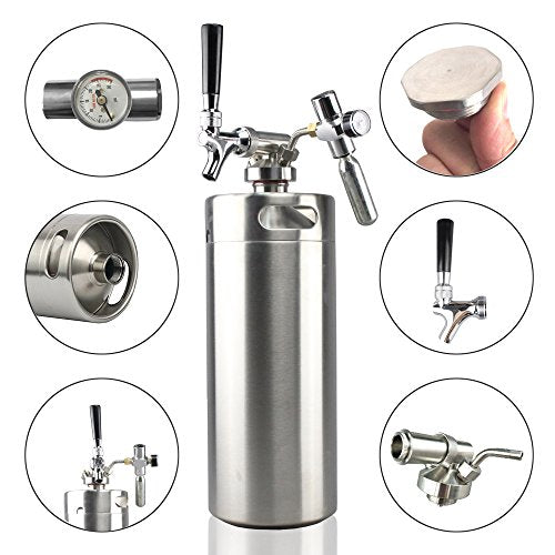 Stainless Steel Portable Keg Dispenser with CO2 Regulator (128oz) V3887