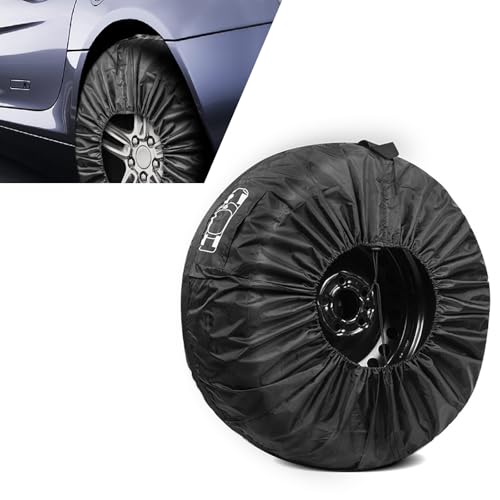 1 PC Car Spare Tire Cover, 41.33" x 18.11" Dust and Scratch-Proof Portable Tire Totes, Tire Wheel Protector with Pocket & Handle, Universal for Most Cars (Black)