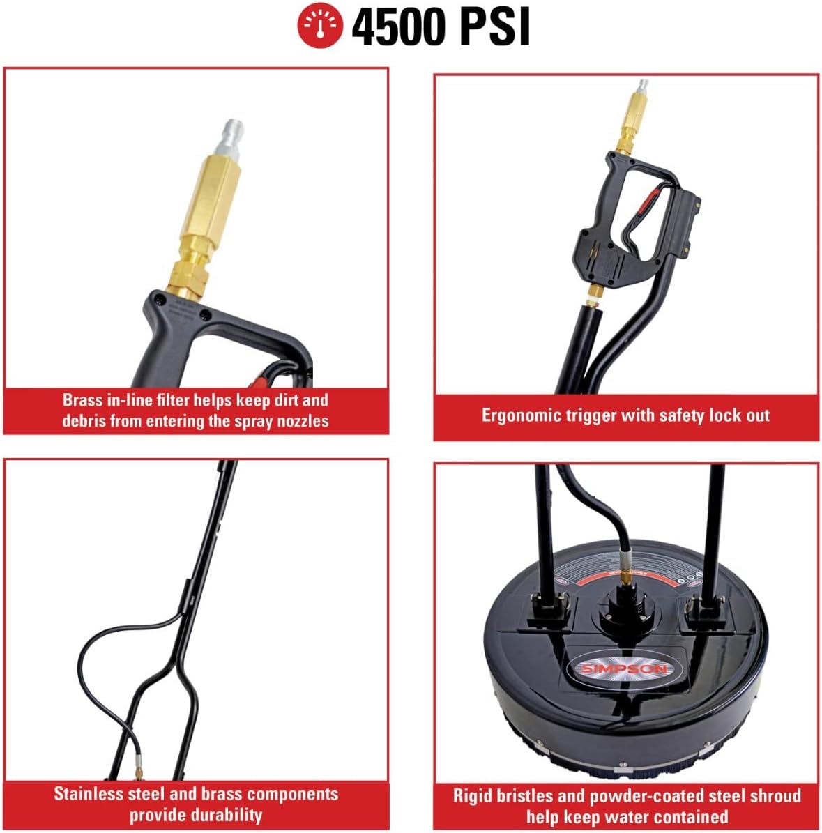 20" Industrial Pressure Washer Surface Cleaner for Hot and Cold Water Machines, 3/8" Quick Connection, 3450-4500 PSI F143