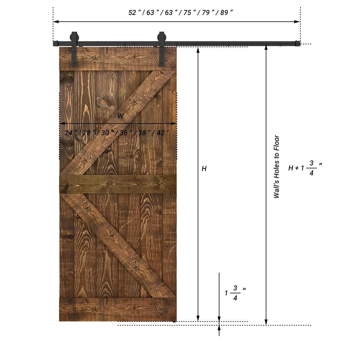 Barn Door With Solid Knotty Pine Paneled Wood and Hardware Kit DIY Grey Cashmere 36X84 N606