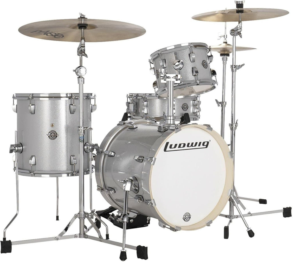 Ludwig Breakbeats by Questlove 4-Piece Drum Set Shell Pack, Silver Sparkle