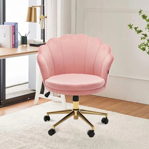 Velvet Swivel Vanity Chair with High Backrest and Wheels J254