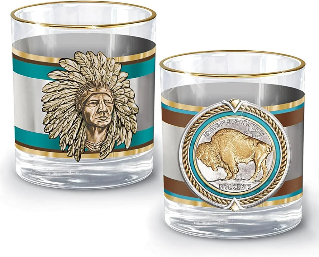 Western Buffalo Nickel Decanter and Glass Set, 5 Pieces M49536