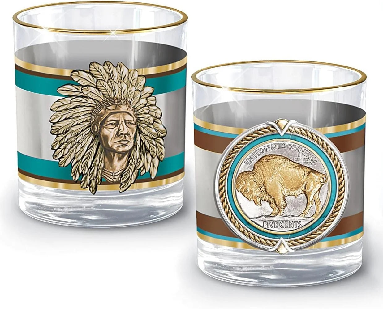 Western Buffalo Nickel Decanter and Glass Set, 5 Pieces M49536