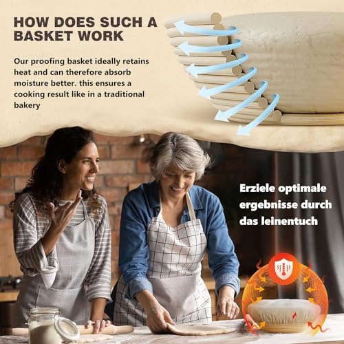 Bread Proofing Basket Set with Linen Liner, Dough Whisk, Scraper, and Basting Brush R25220