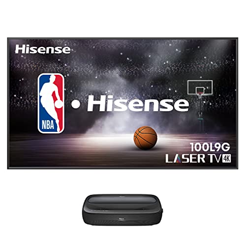 Hisense 100L9G-CINE100A 4K UHD Laser TV, Triple-Laser UST Ultra Short Throw Projector with 100" ALR Screen, 3000 Lumens, Android TV, HDR10, (Renewed)