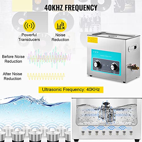Ultrasonic Vinyl Record Cleaner 6L 40kHz Stainless Steel Tank L78525