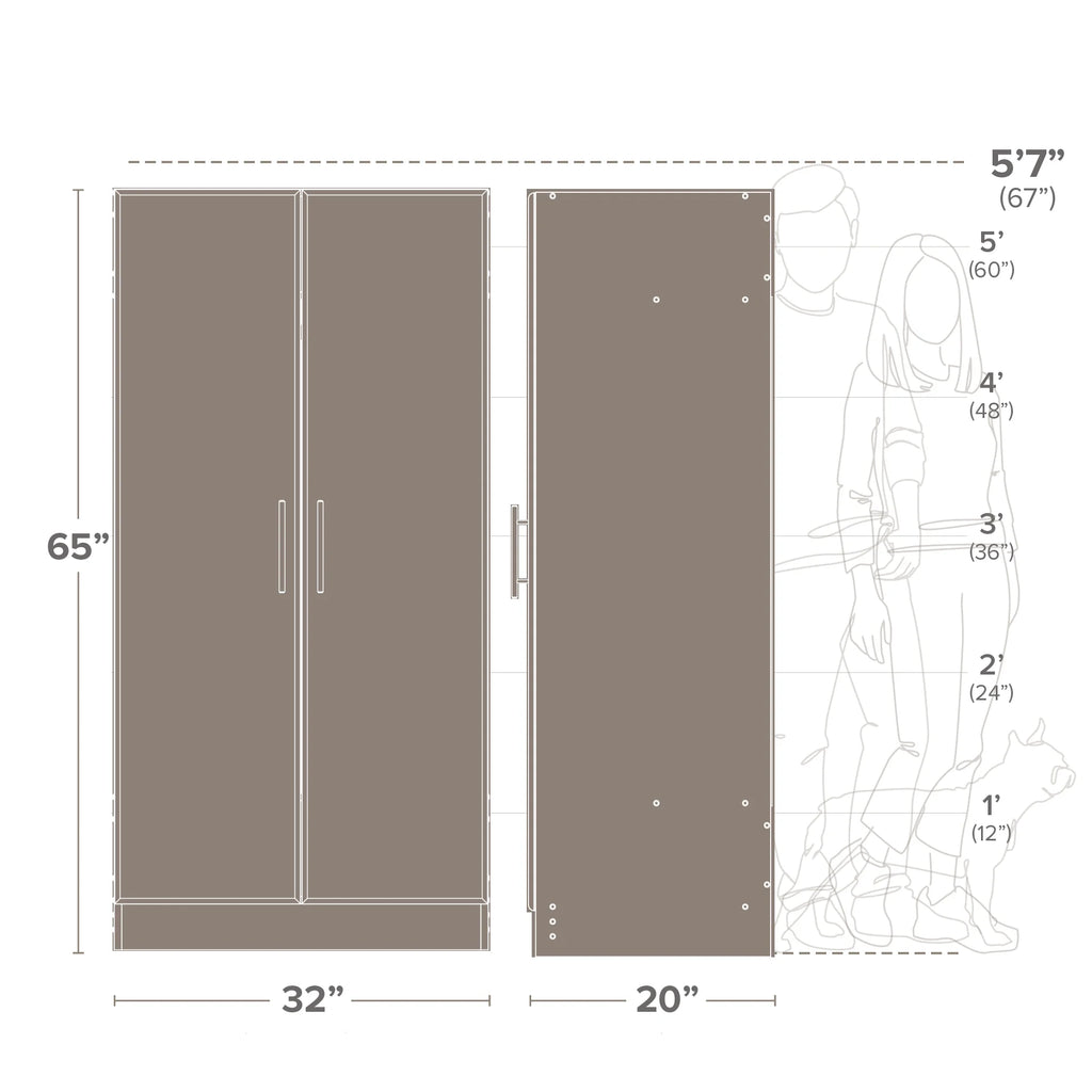 White Wardrobe Closet with Hanging Rail V36133
