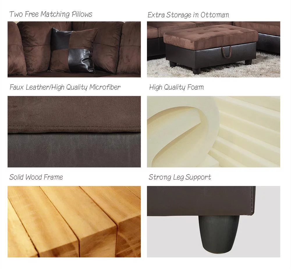 Sectional Sofa with Storage Ottoman M565
