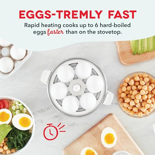 Rapid Egg Cooker for 6 Eggs, Hard Boiled, Poached, Scrambled, or Omelets, Auto Shut Off - Black O7665