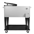 SHAREWIN 80 Quart Rolling Ice Chest on Wheels and Handle,Rolling Cooler Cart Outdoor Beverage Cart for Patio Party,Backyard,Pool,Picnic, BBQ
