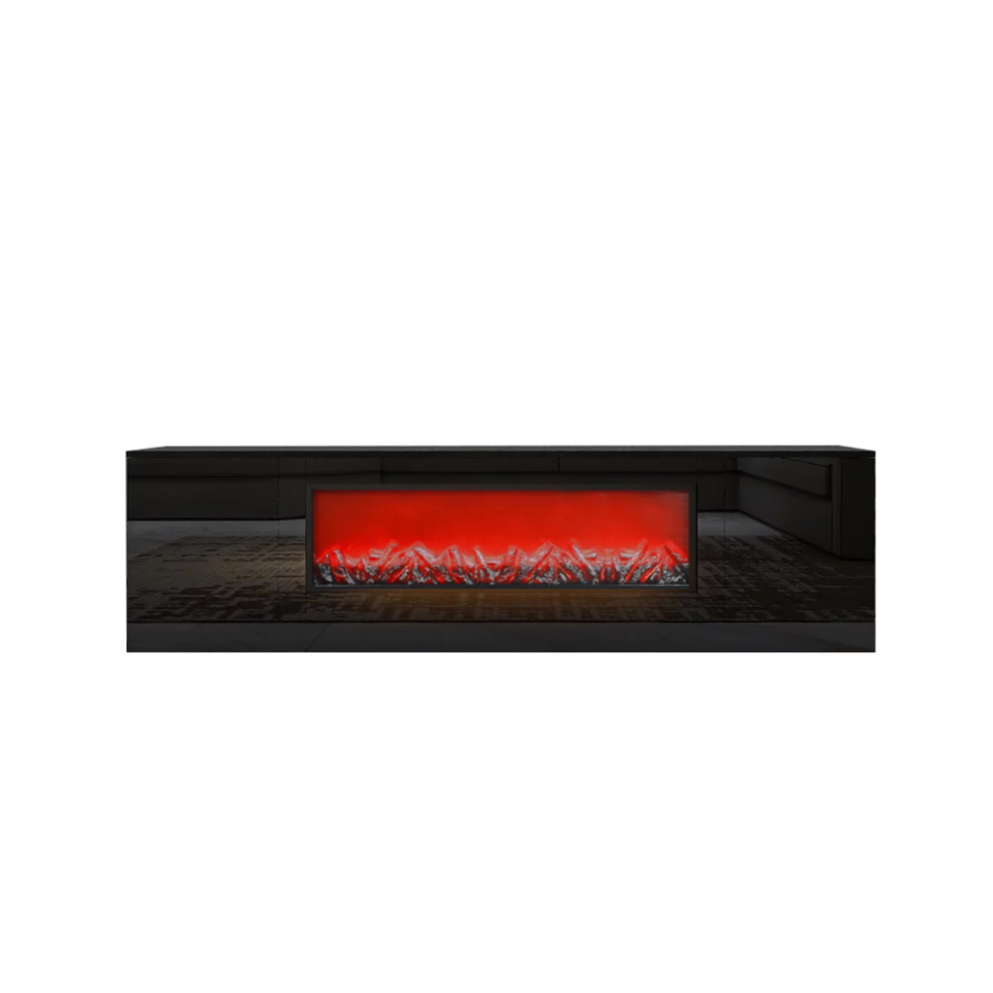Electric Fireplace TV Stand with Wood Texture, High Glossy Finish Y488