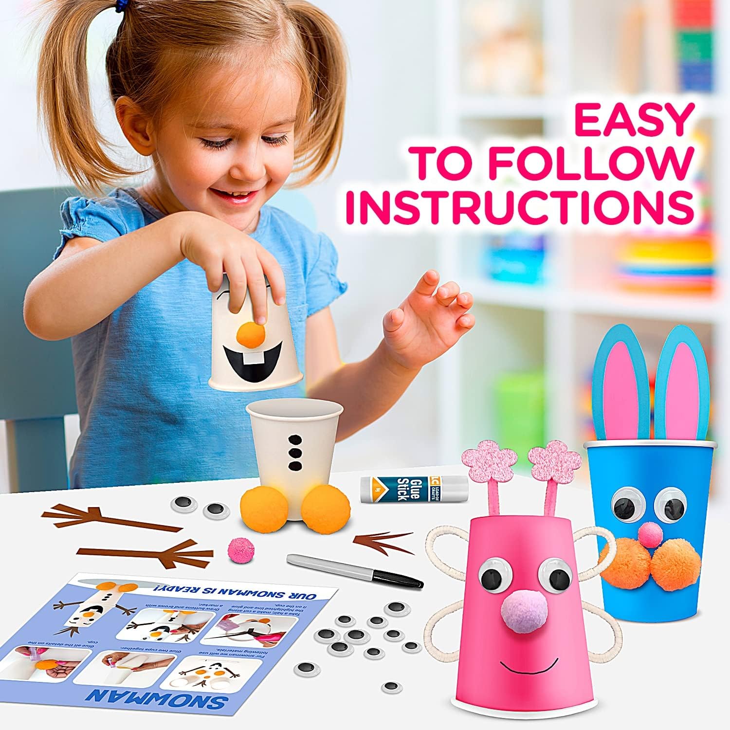 Kids Arts and Crafts Kit - 8 Animal Projects for Ages 3-8 Y559