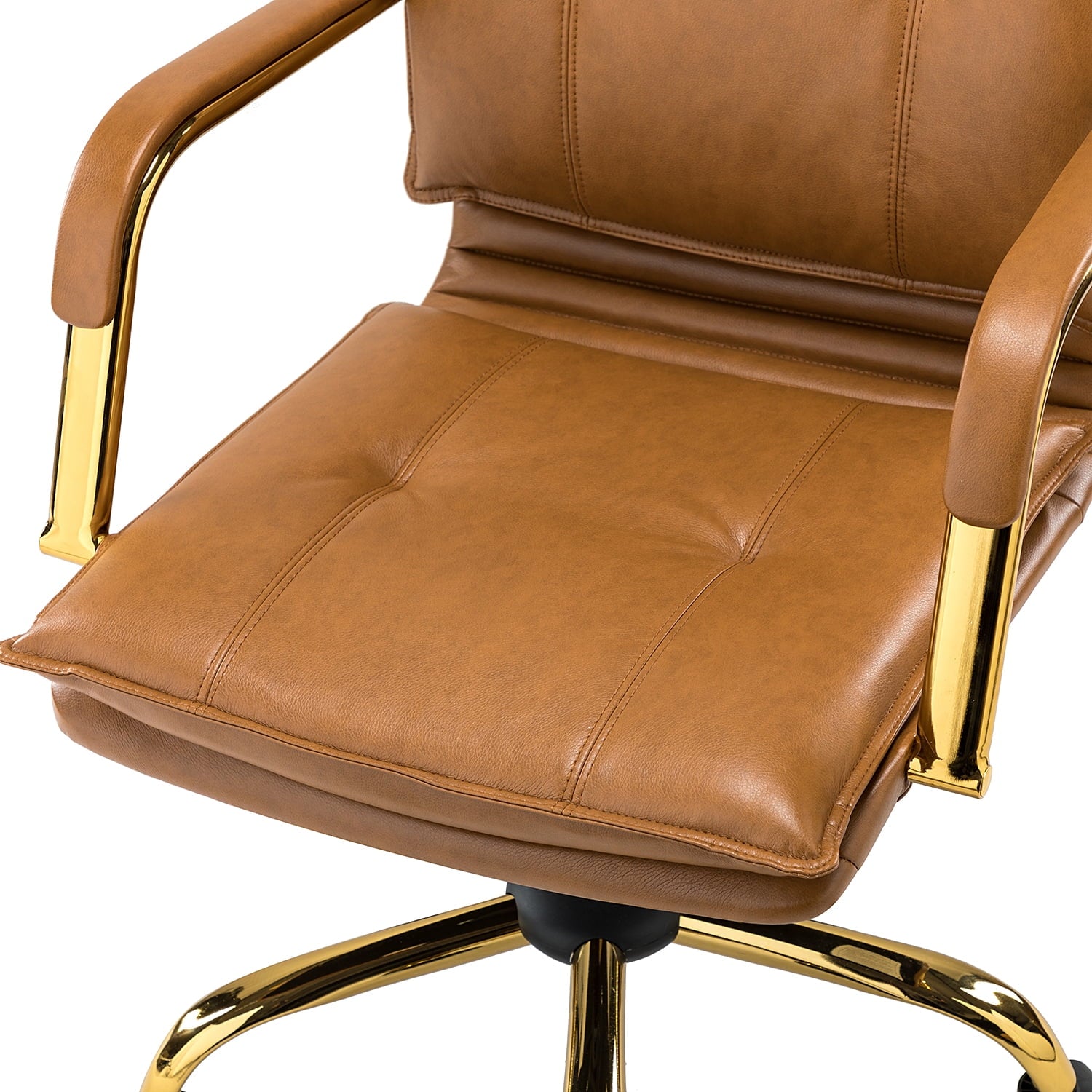 Vegan Leather Office Task Chair with Tufted Mid Back and Armrest A297845