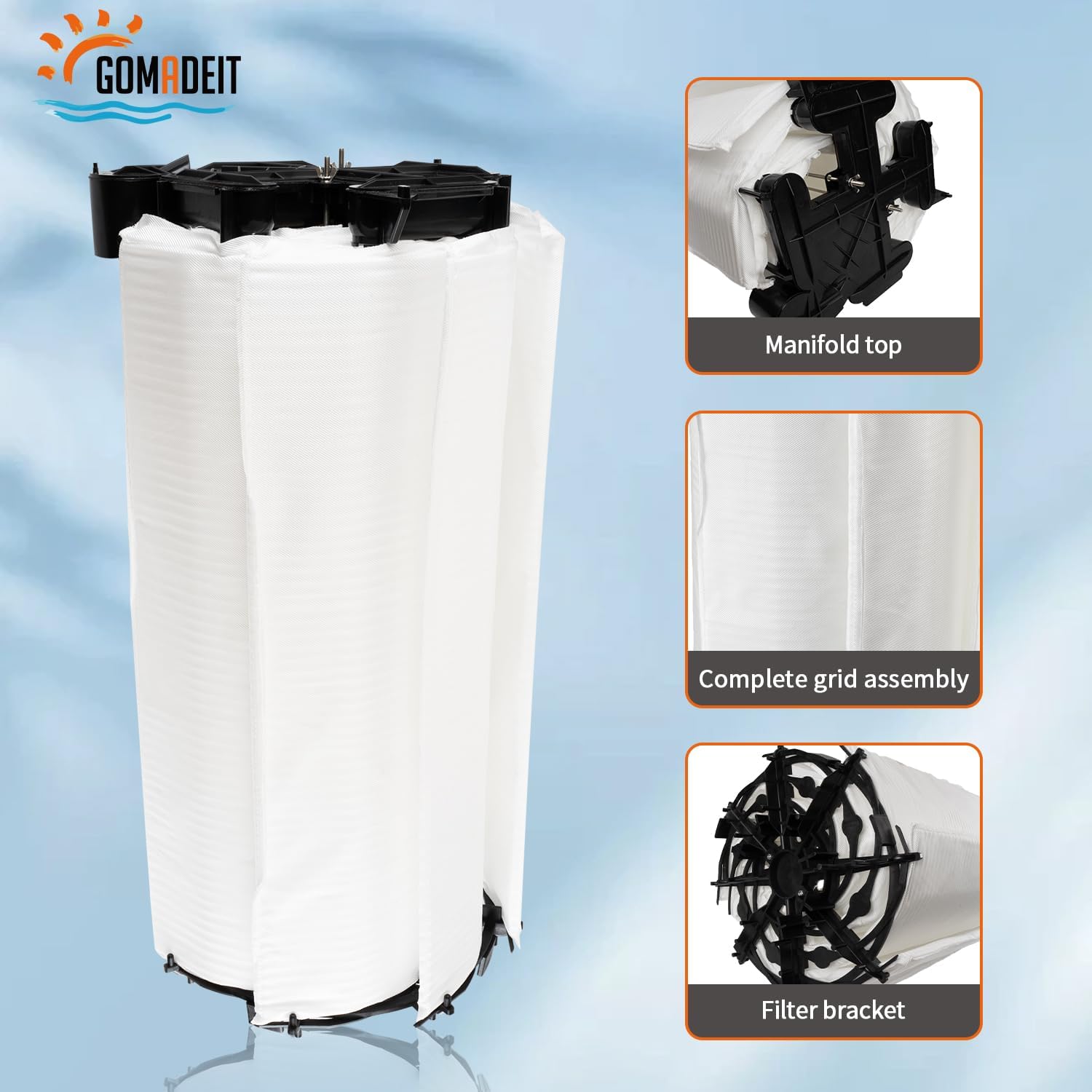 Complete Element Grid Assembly for Pentair FNS Plus 60 Filter Grids, Replacement 60 sq ft Pool and Spa D.E. Filter R833