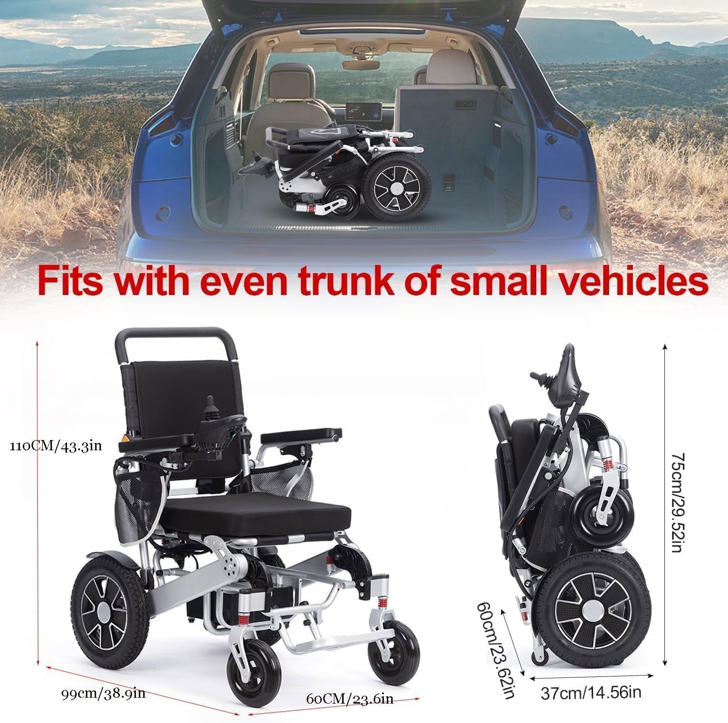 Lightweight Foldable Electric Wheelchair for Adults, 330lbs Capacity L582947