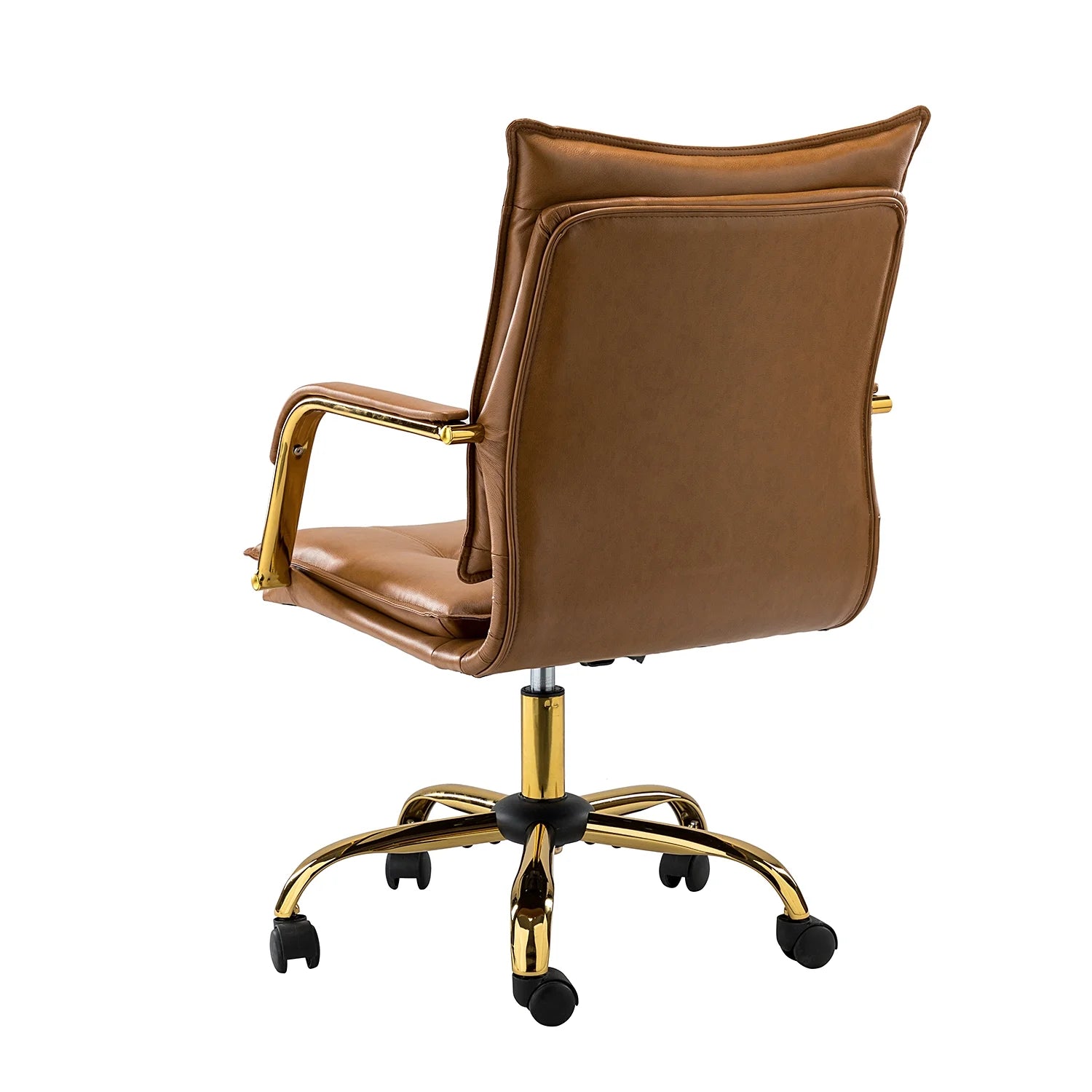 Vegan Leather Office Task Chair with Tufted Mid Back and Armrest A297845