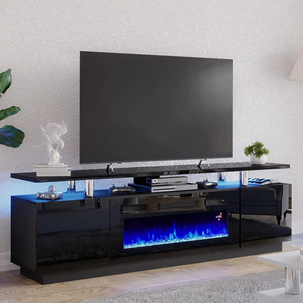 Fireplace TV Stand with 36" Fireplace, 70" Modern Entertainment Center for TVs Up to 80", Black Z8193