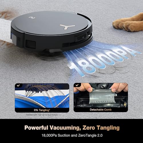 Robot Vacuum and Mop, 18500Pa Suction, Auto-Lift, Self-Emptying X838