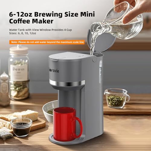 Single Serve Coffee Maker for K Cup and Ground Coffee, 6 to 12 oz Brew Sizes, Black D464070