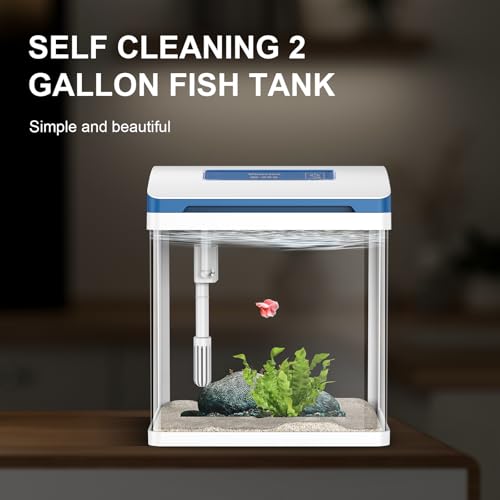 Self-Cleaning 2 Gallon Glass Aquarium Starter Kit with Adjustable 7-Color Light M1227