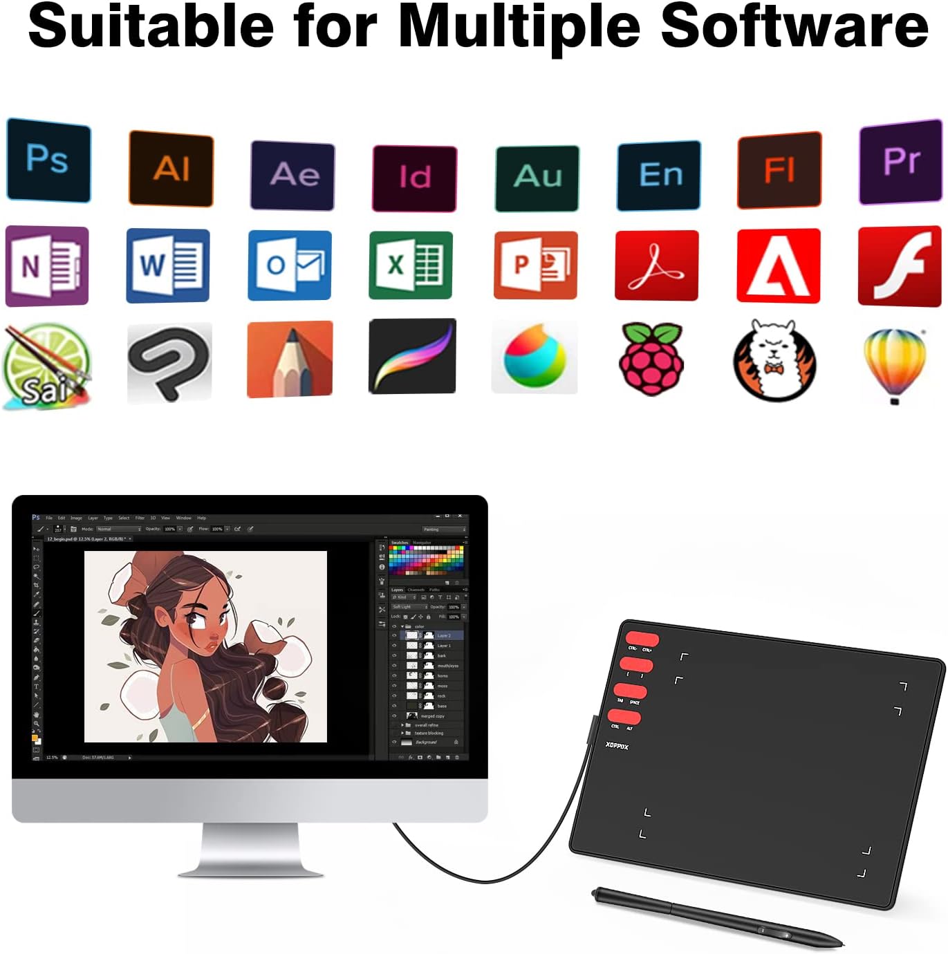 Graphics Drawing Tablet with 8 x 6 Inch Active Area and 8192 Level Pen K115593