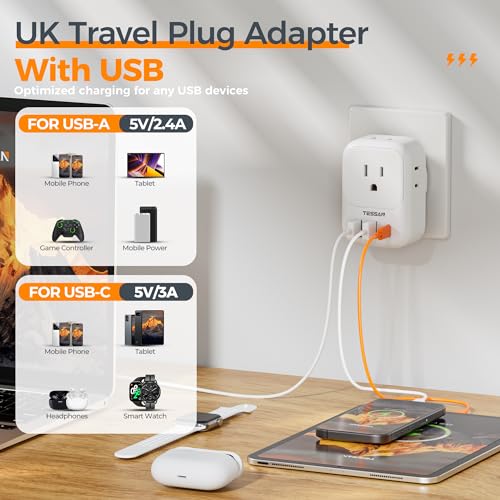 Travel Plug Adapter USB C with 4 AC Outlets and 3 USB Ports U95340