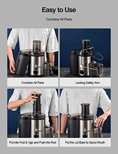 Juicer Machine, 800W Centrifugal Extractor with Wide Mouth Feed Chute, Stainless Steel, BPA-free V753