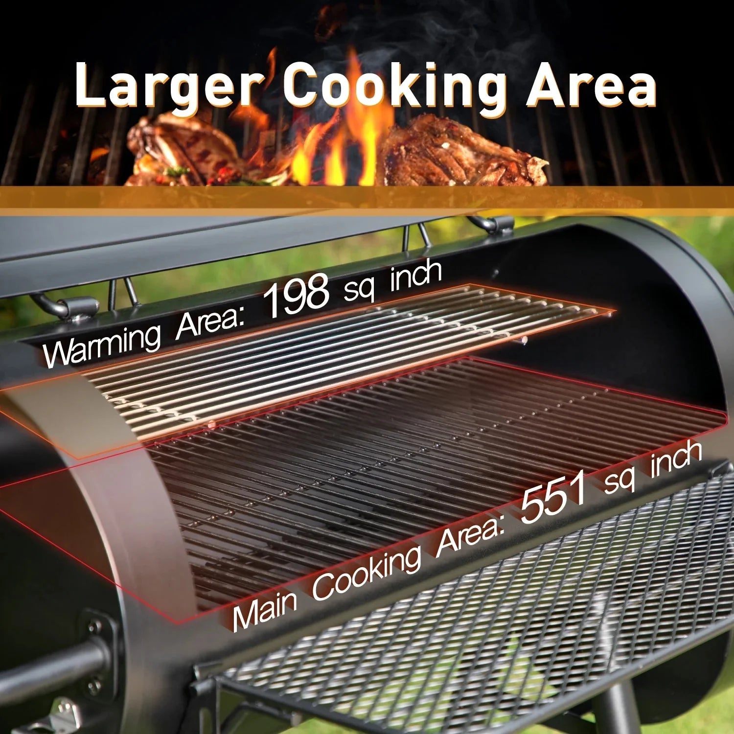Charcoal Grill with Offset Smoker, Extra Large BBQ U7560