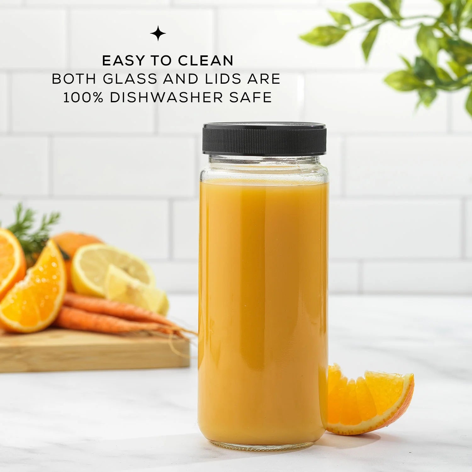 Glass Juice Bottles with Leakproof Lids, Set of 8 O1368