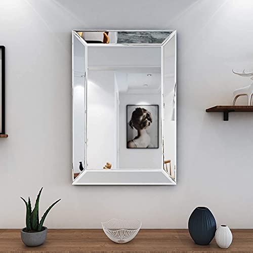 Large Rectangular Wall Mirror 28"x39" - Angled Beveled Frame U6041