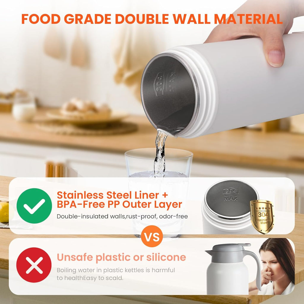 Portable Electric Kettle, 17oz, Stainless Steel, 4 Temperature Settings G959713